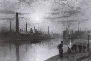 Atkinson Grimshaw Reflections on the Aire On Strike oil on canvas